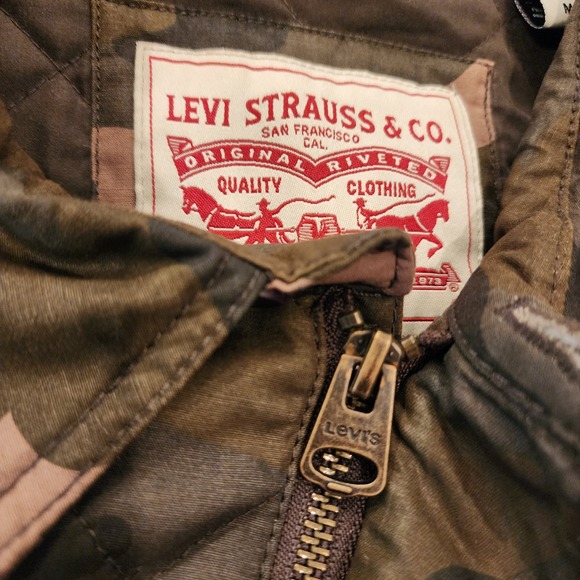 Levi's Men's M Camo Quilted Shirt Jacket Trucker Diamond Stitch Zip Shacket - Picture 9 of 16